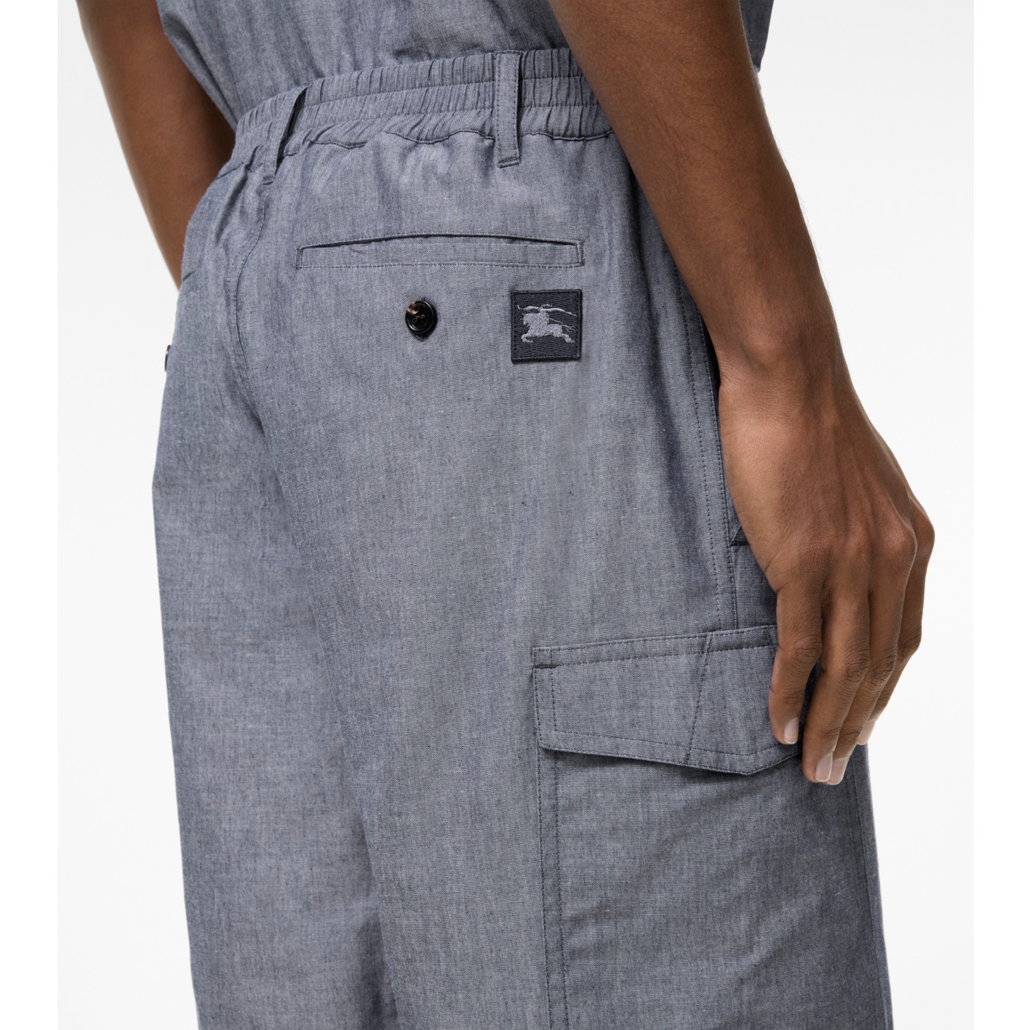 Chambray Cargo Shorts in Bright navy/chalk white - Men | Burberry® Official