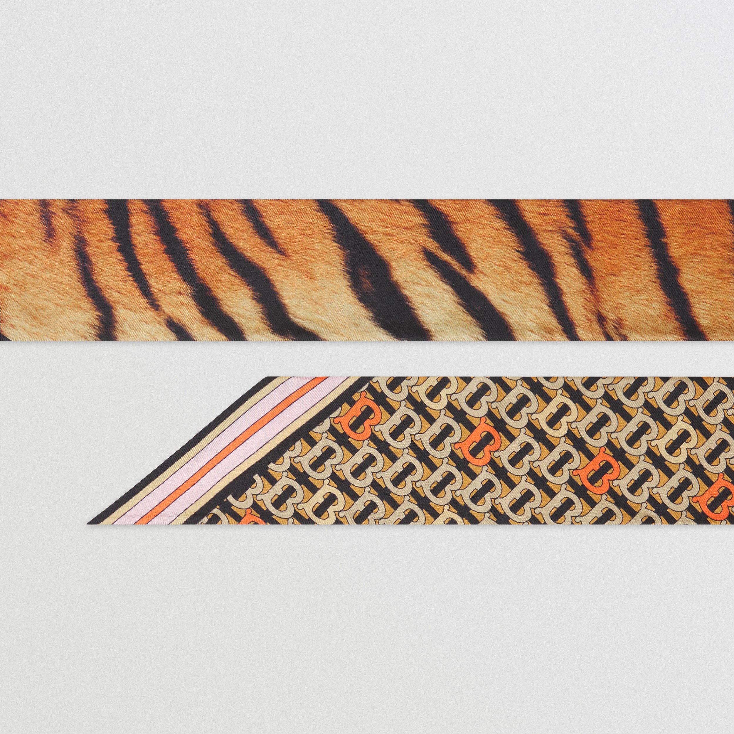 Tiger Print Silk Skinny Scarf in Orange - Women | Burberry® Official - 2
