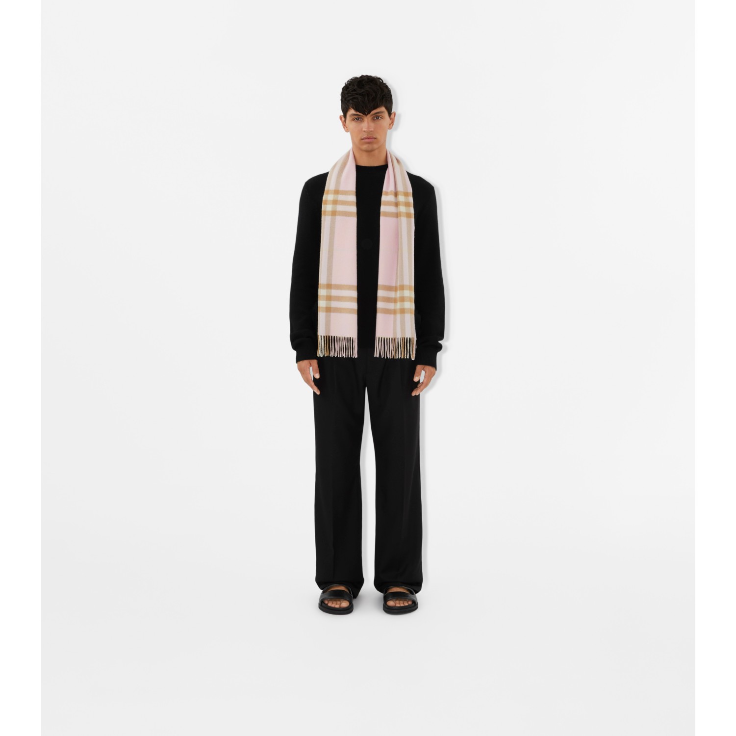 Burberry The Classic Check Cashmere Scarf Alabaster in Wool - US