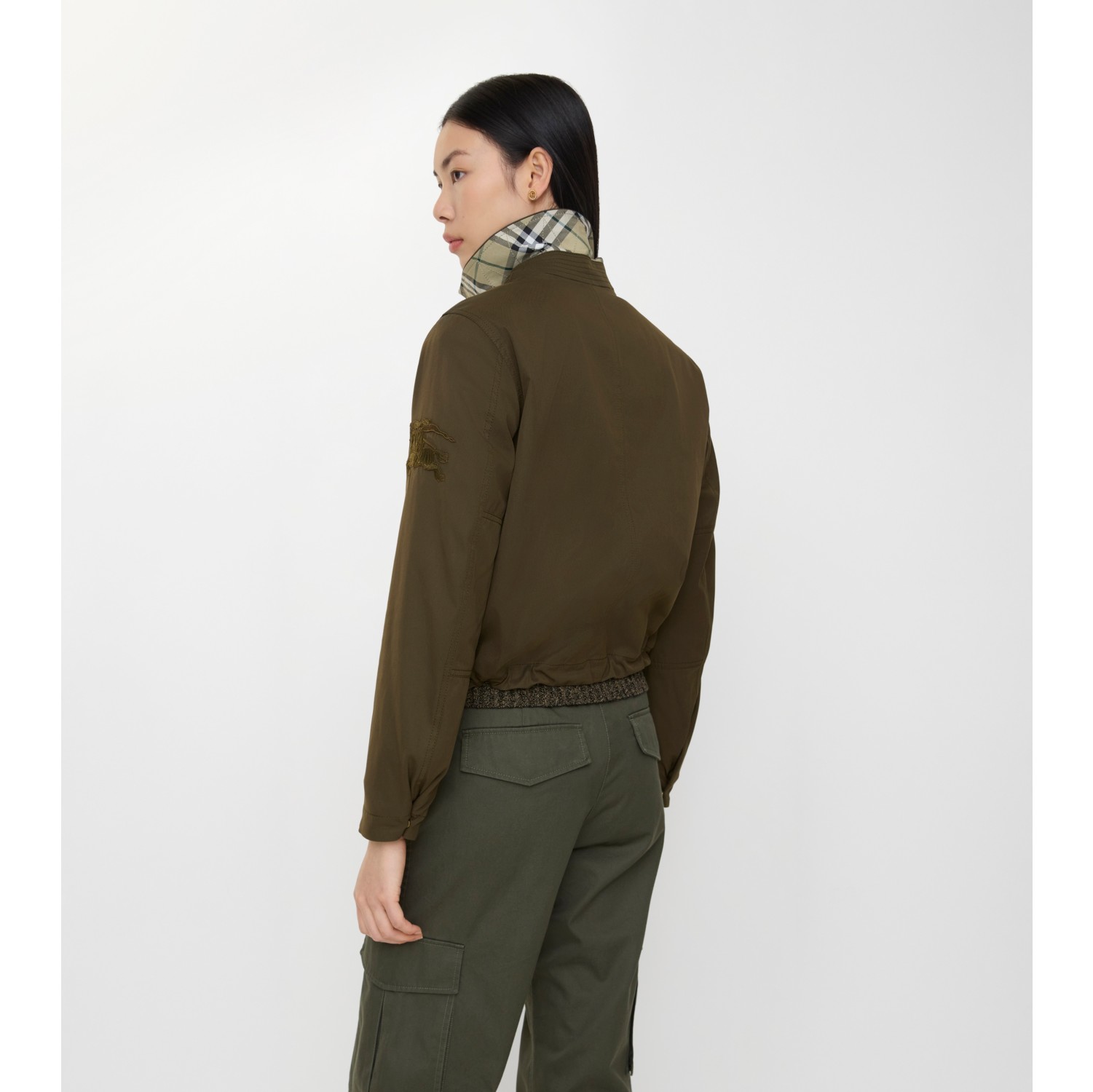 Gabardine Jacket in Thorn green - Women, Cotton Gabardine | Burberry® Official