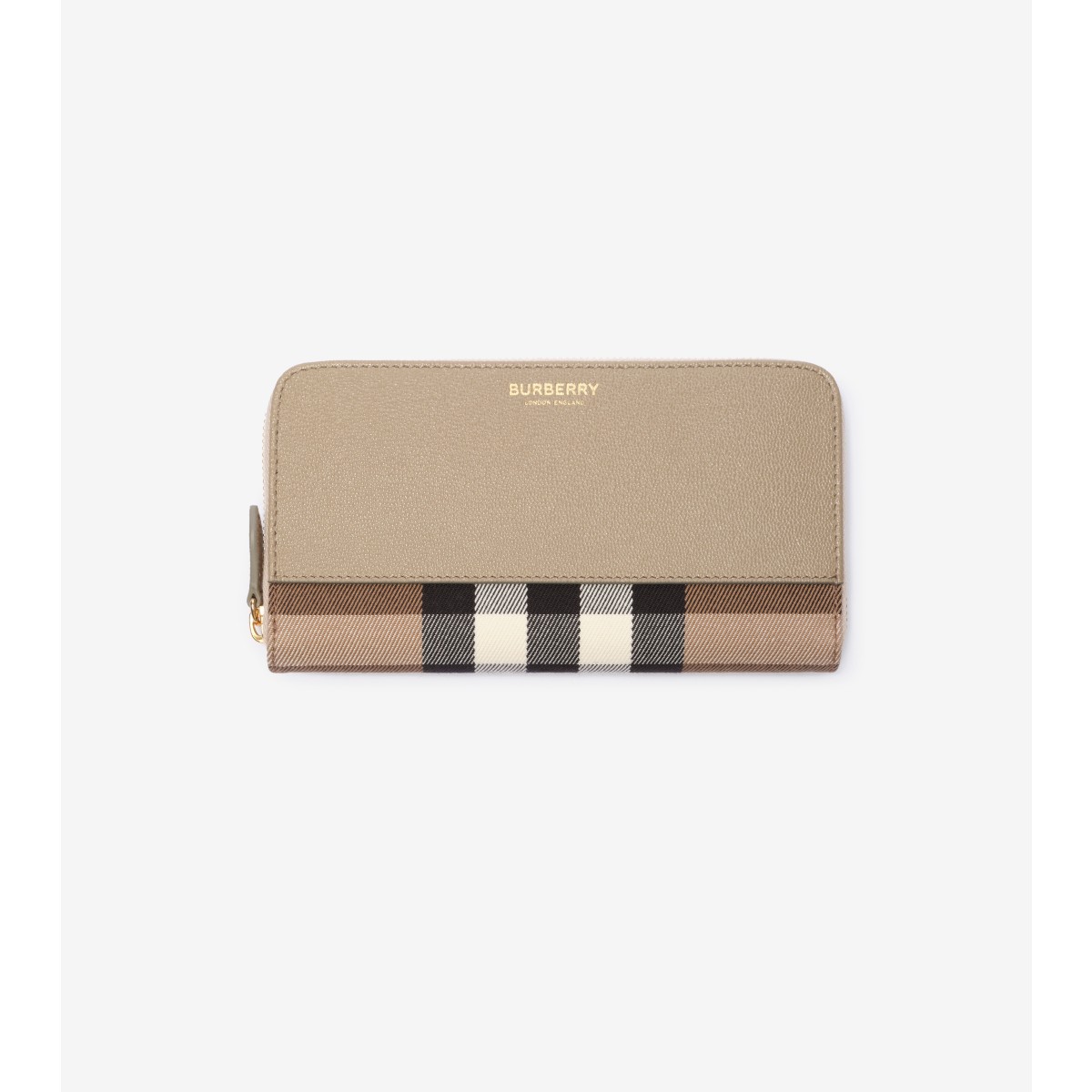  Check Large and Leather Zip Wallet