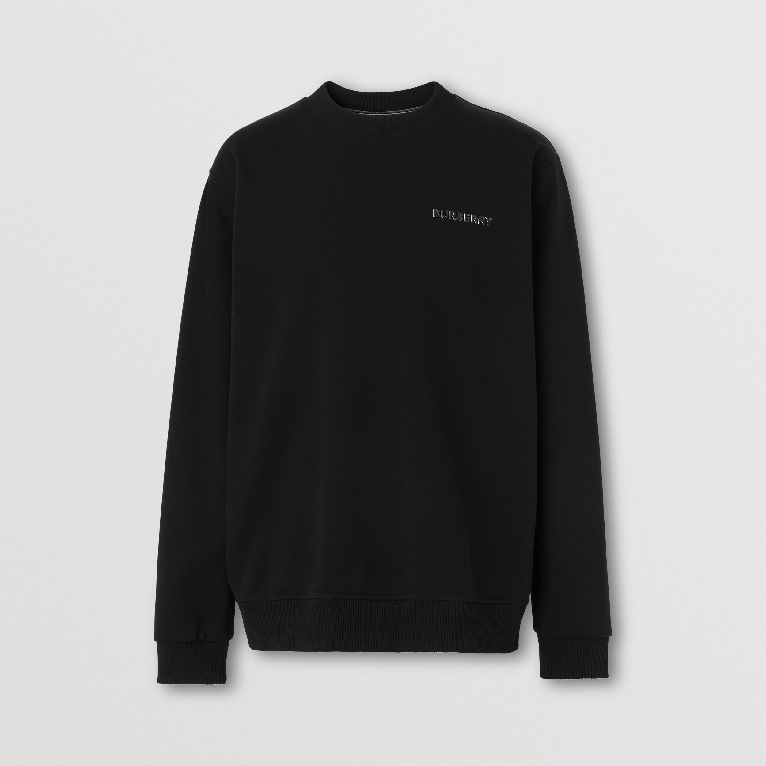 Logo Print Stretch Cotton Sweatshirt in Black - Men | Burberry® Official - 4