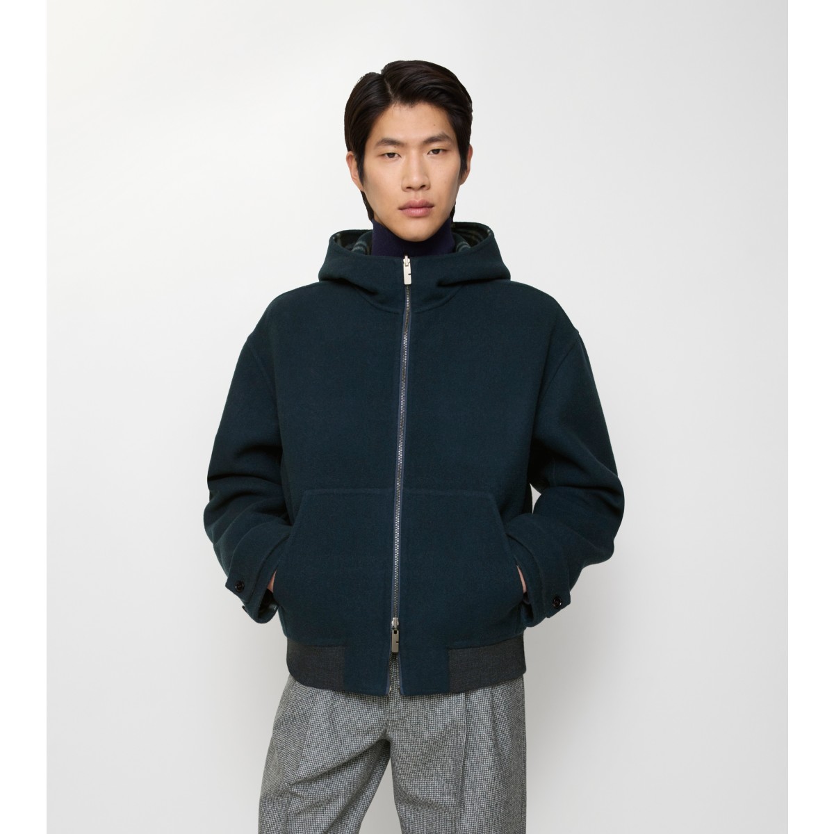 Check Reversible Hooded Jacket