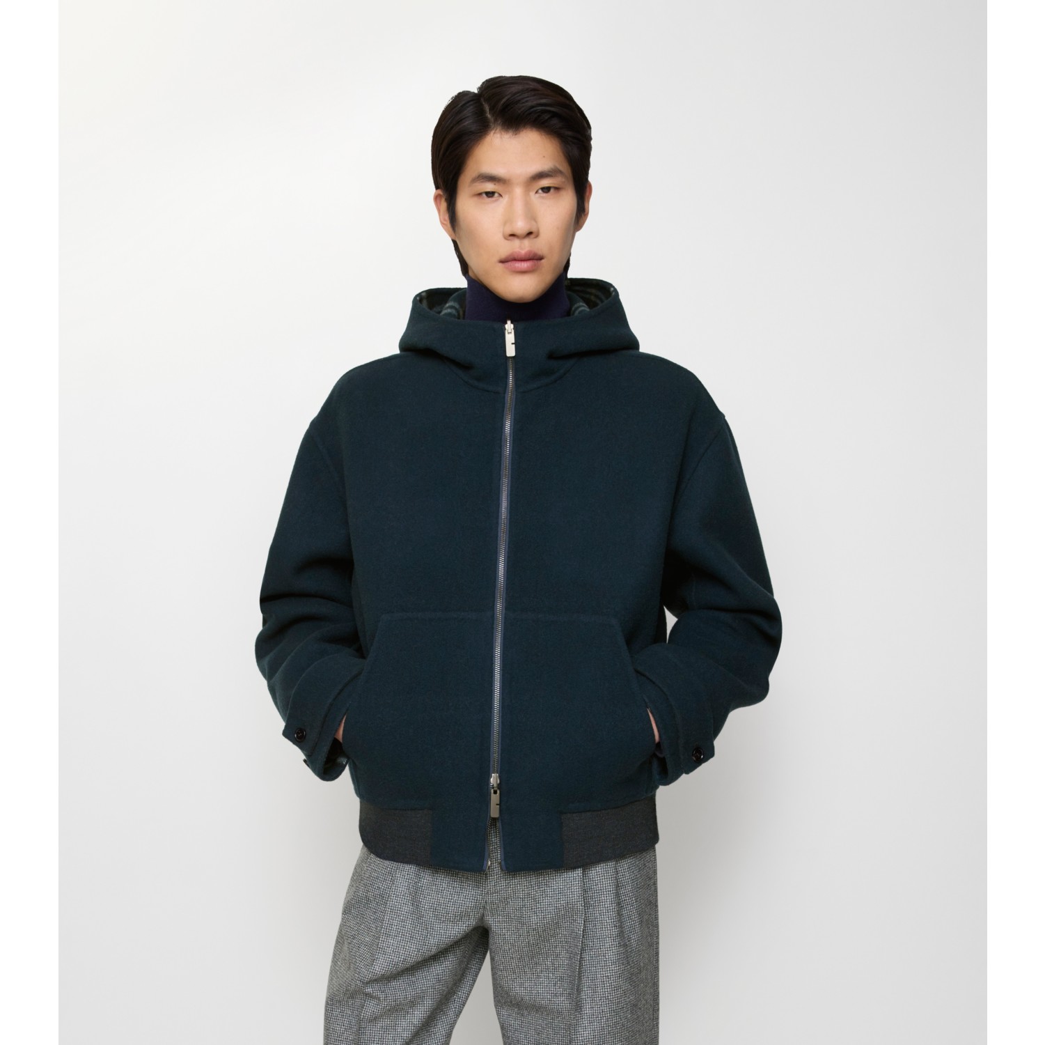 Reversible Wool Hooded Jacket