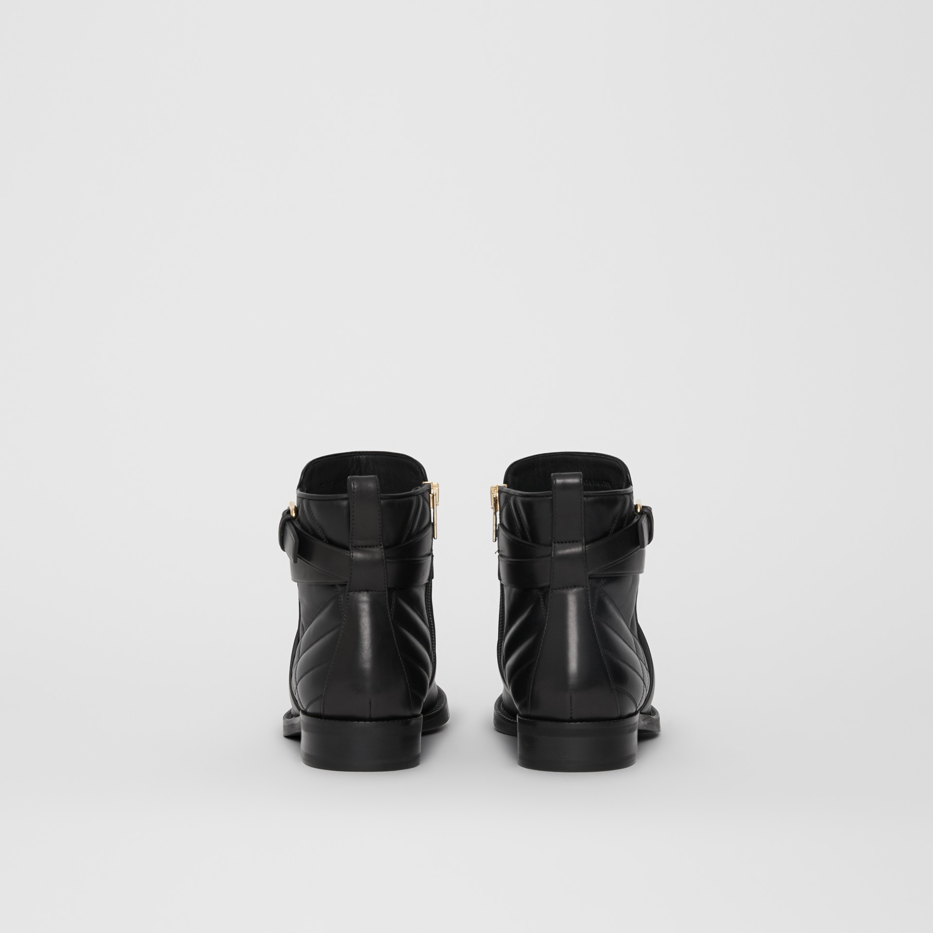 Strap Detail Quilted Leather Ankle Boots in Black Women Burberry
