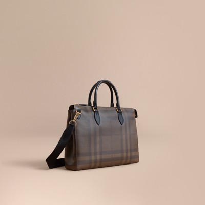 Burberry Large London Check Briefcase In Chocolate/black