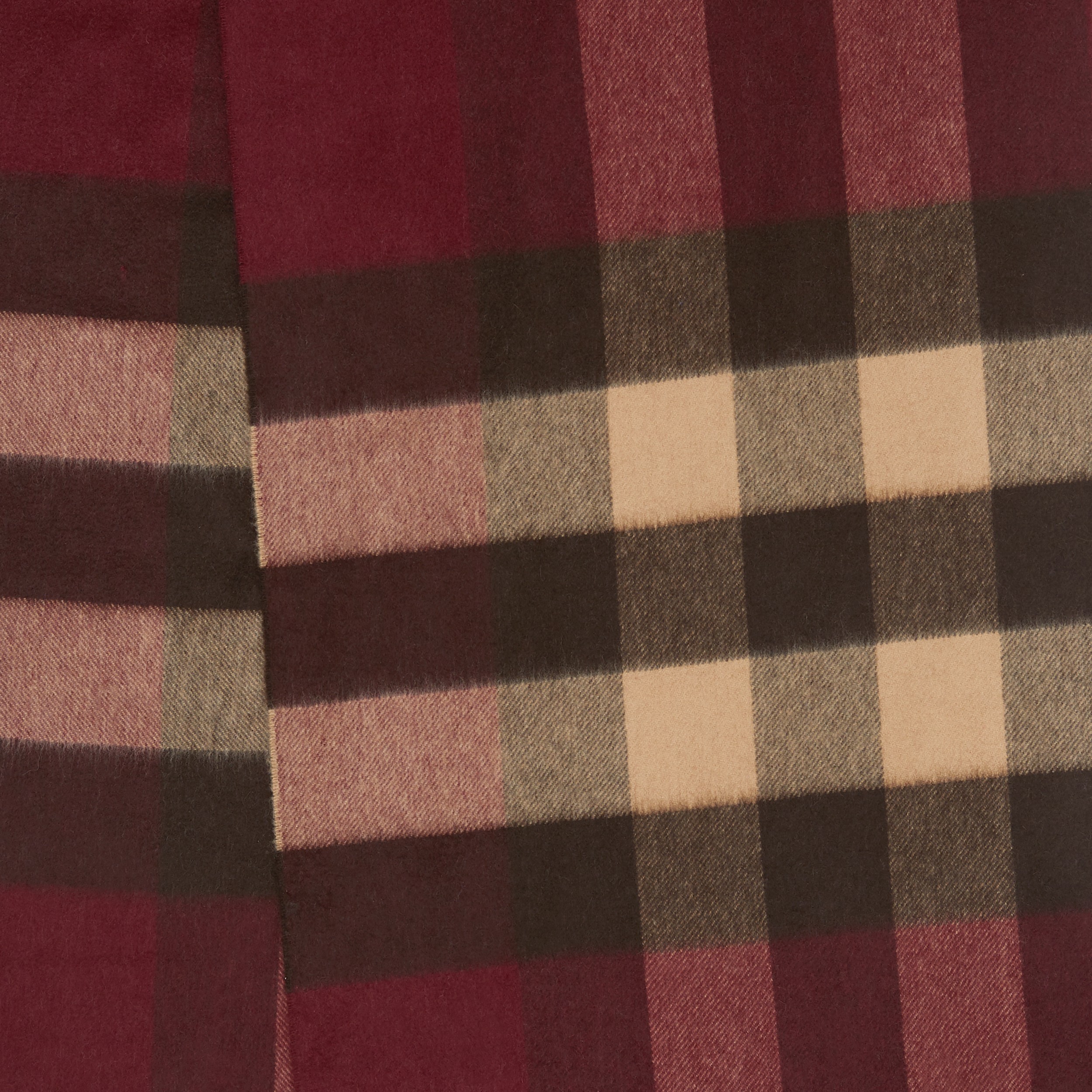 格纹羊绒围巾 (勃艮第酒红色) | Burberry® 博柏利官网 - 2