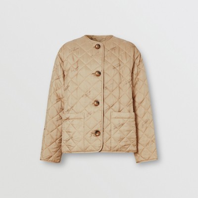 logo button diamond quilted jacket