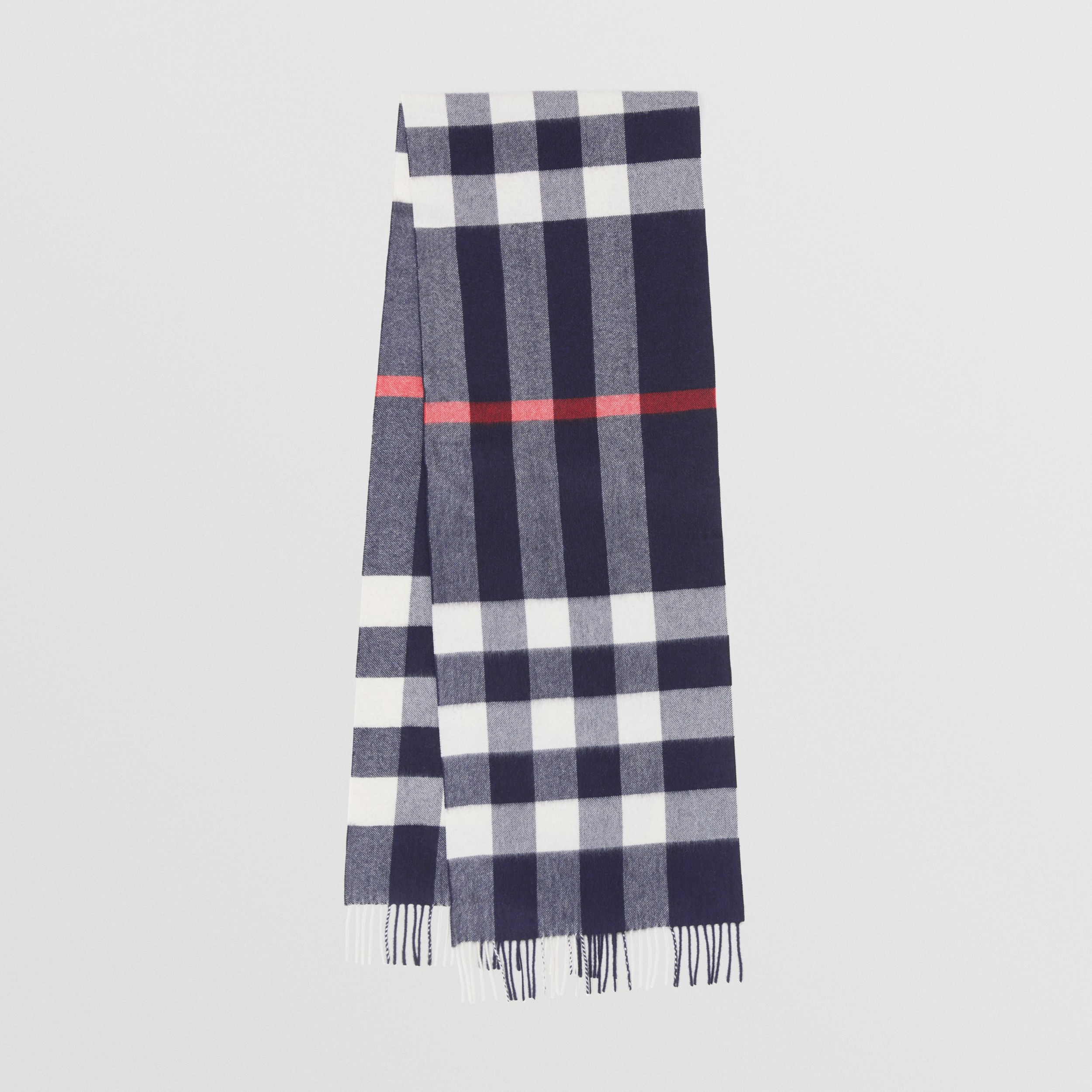Check Cashmere Scarf in Navy | Burberry® Official - 1