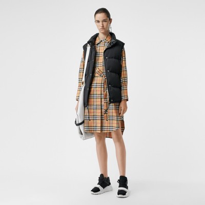 burberry vintage check cotton tie-waist shirt dress