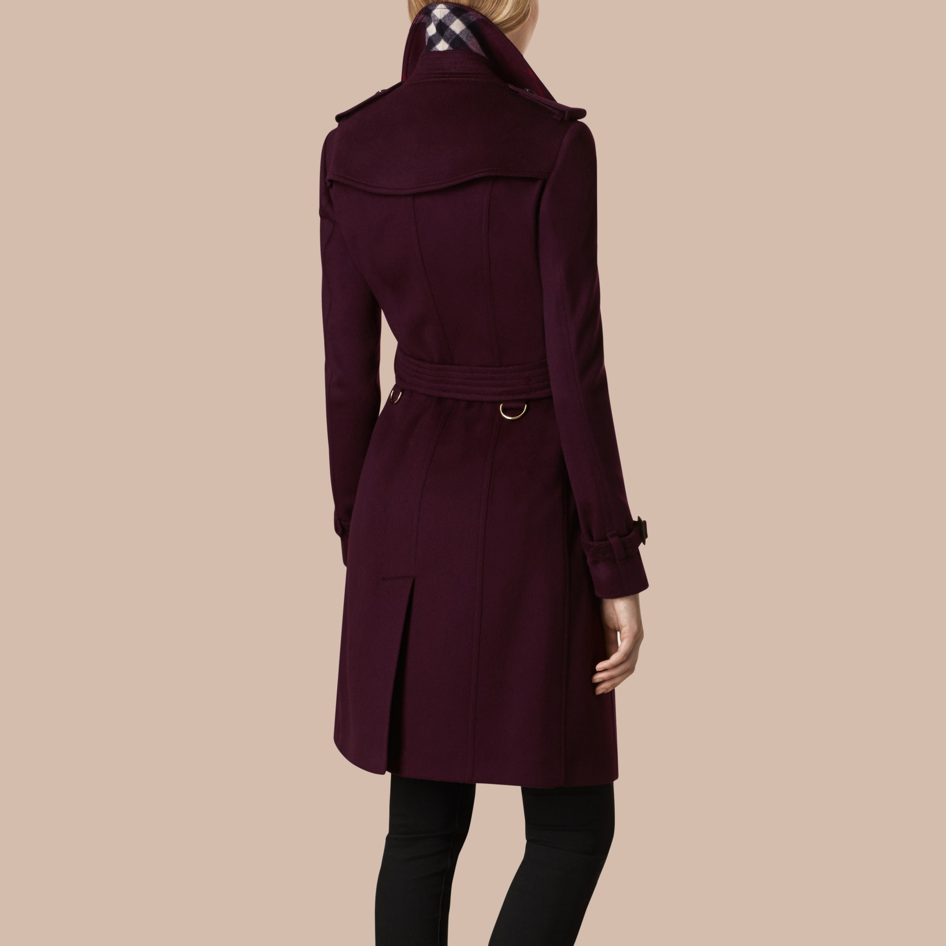 Sandringham Fit Cashmere Trench Coat Plum | Burberry