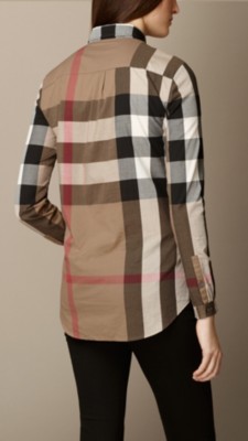 Taupe brown Check Cotton Tunic - Image 2