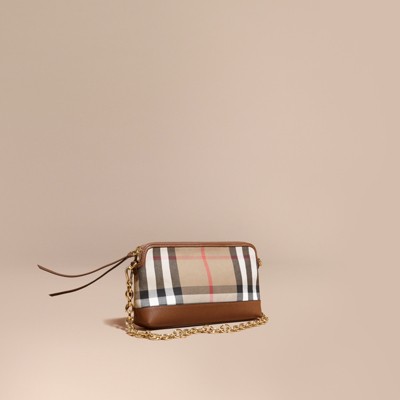 burberry house check and leather clutch bag