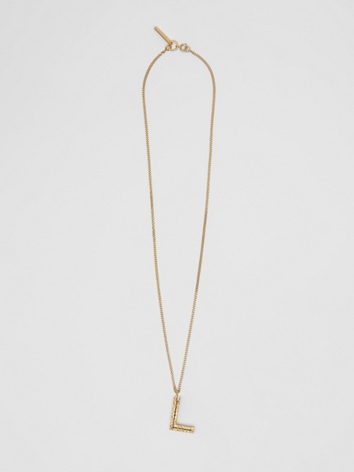 Burberry ‘l' Alphabet Charm Gold-plated Necklace In Light Gold