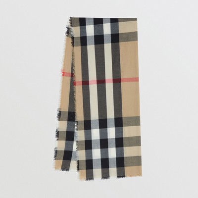 Check Cashmere Scarf in Archive Beige 