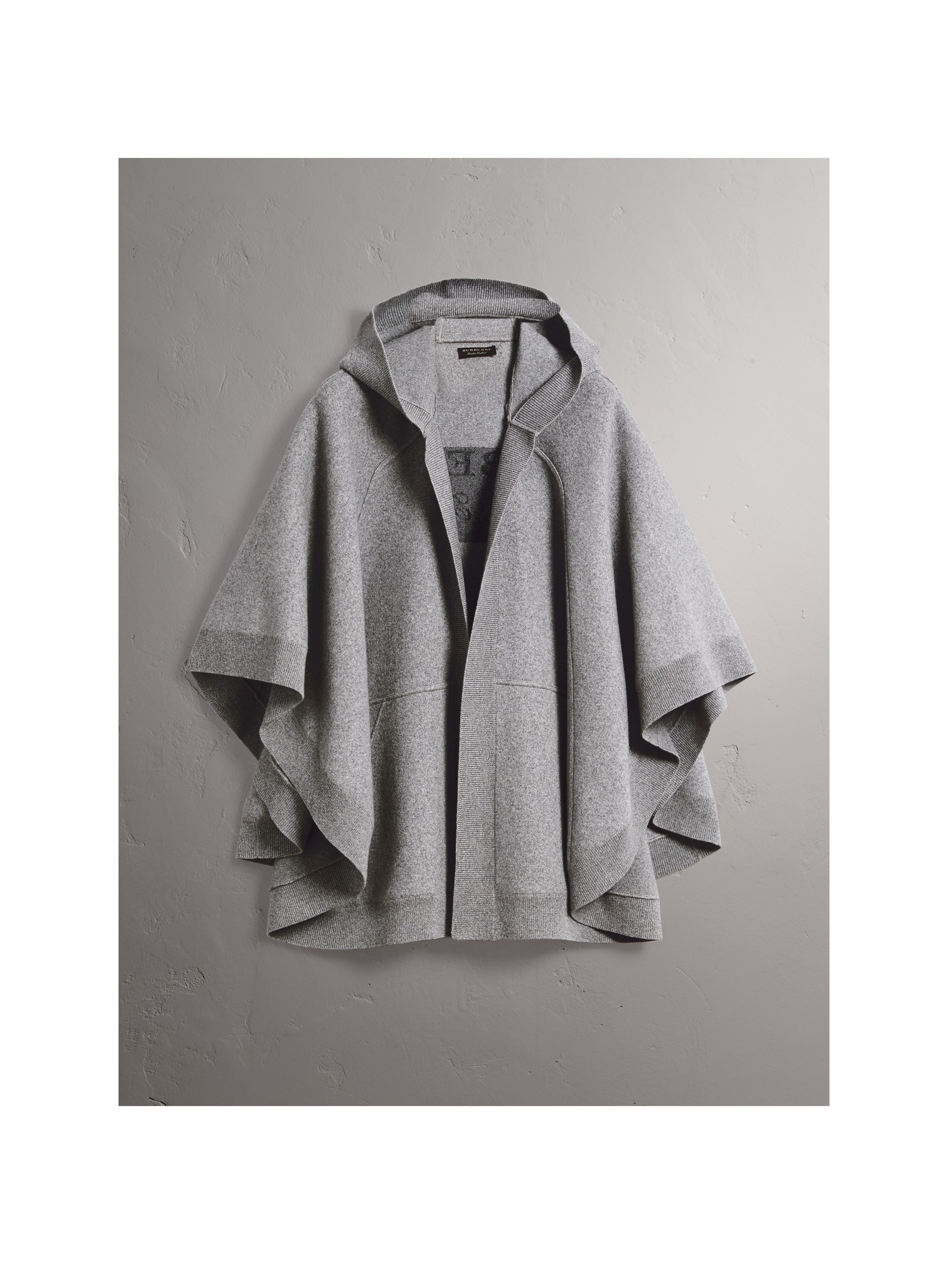 羊毛混纺连帽斗篷 (中调麻灰) - 女士 | burberry 博柏利