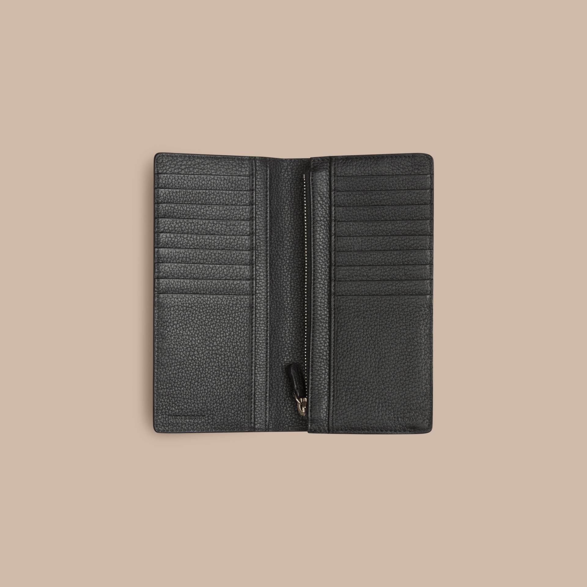 Embossed Check Leather Continental Wallet Black | Burberry
