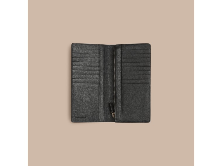 Embossed Check Leather Continental Wallet Black | Burberry