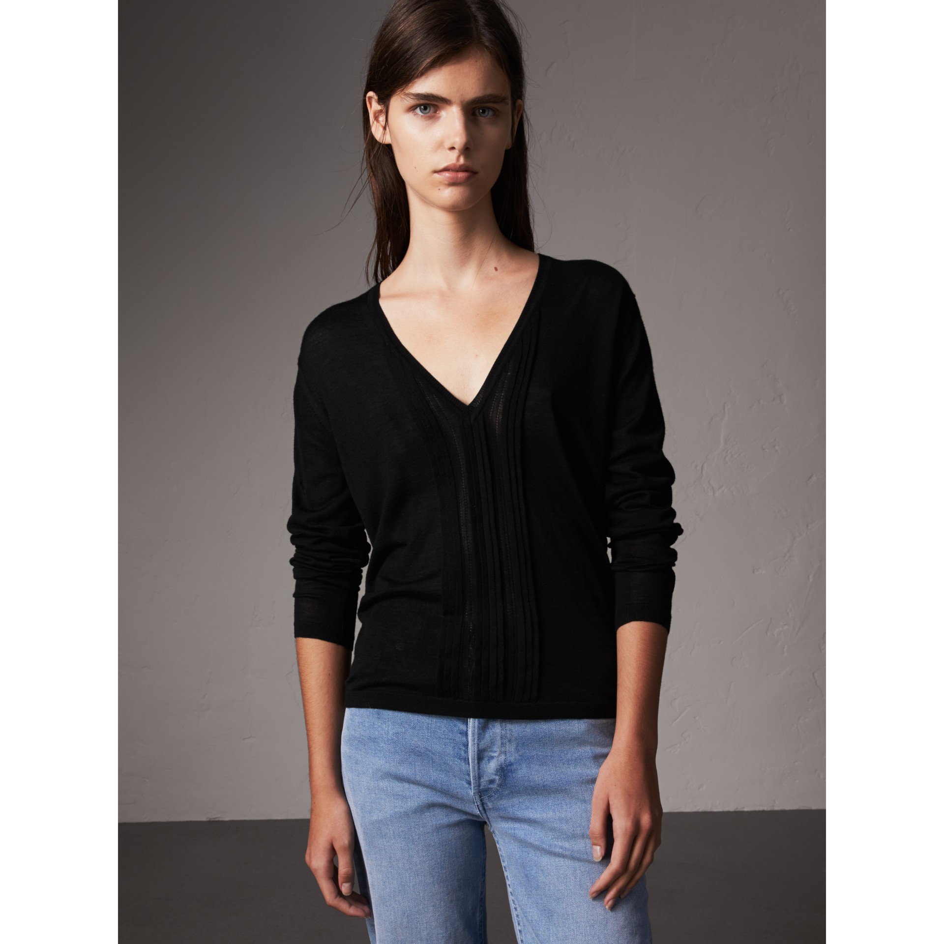 cashmere black v neck sweater