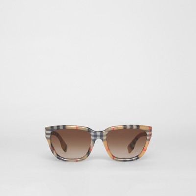 Check Detail Square Frame Sunglasses 
