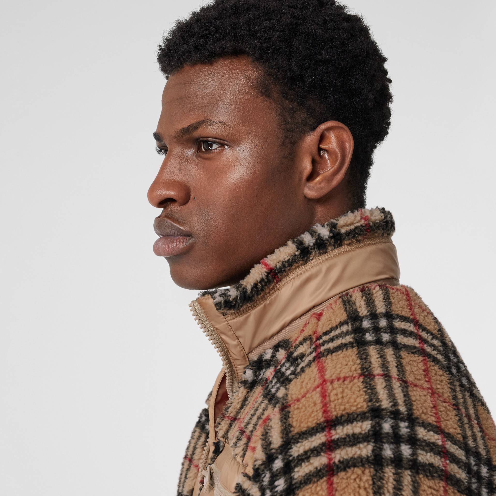 mens fleece check jacket