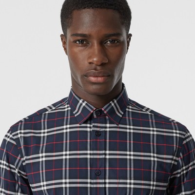 burberry navy check shirt