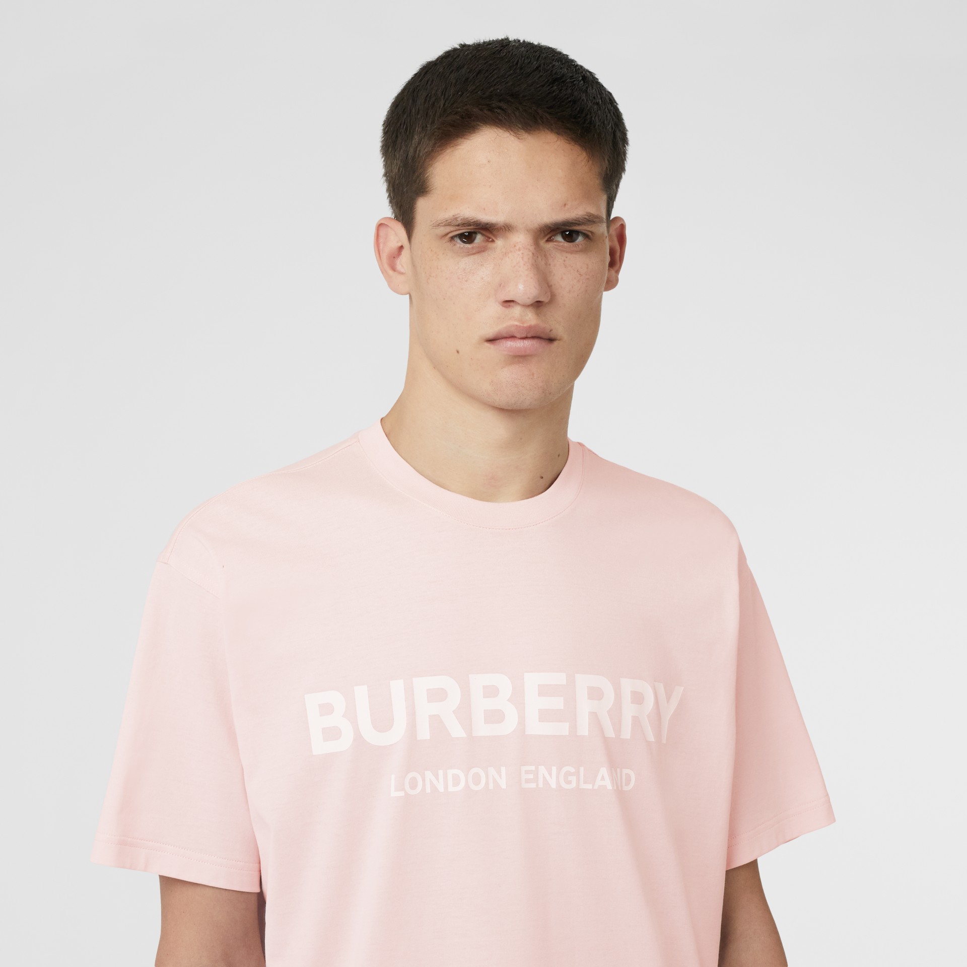 Logo Print Cotton T-shirt in Alabaster Pink - Men | Burberry United States