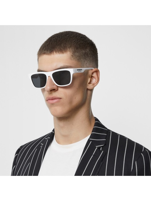 Square Frame Sunglasses in White - Men | Burberry United States