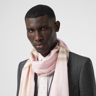 burberry lightweight check wool silk scarf
