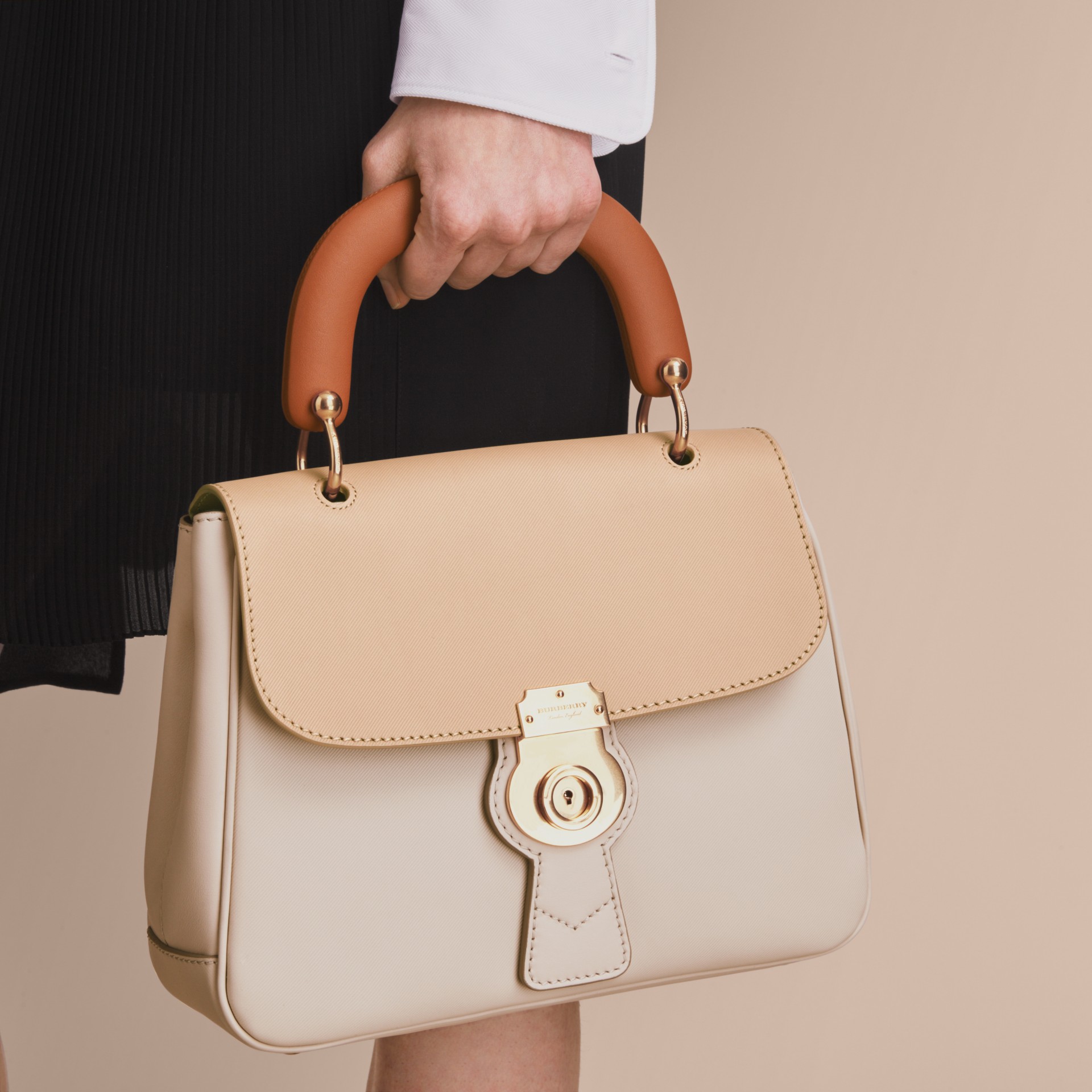 The Medium DK88 Top Handle Bag in Limestone/honey - Women | Burberry ...
