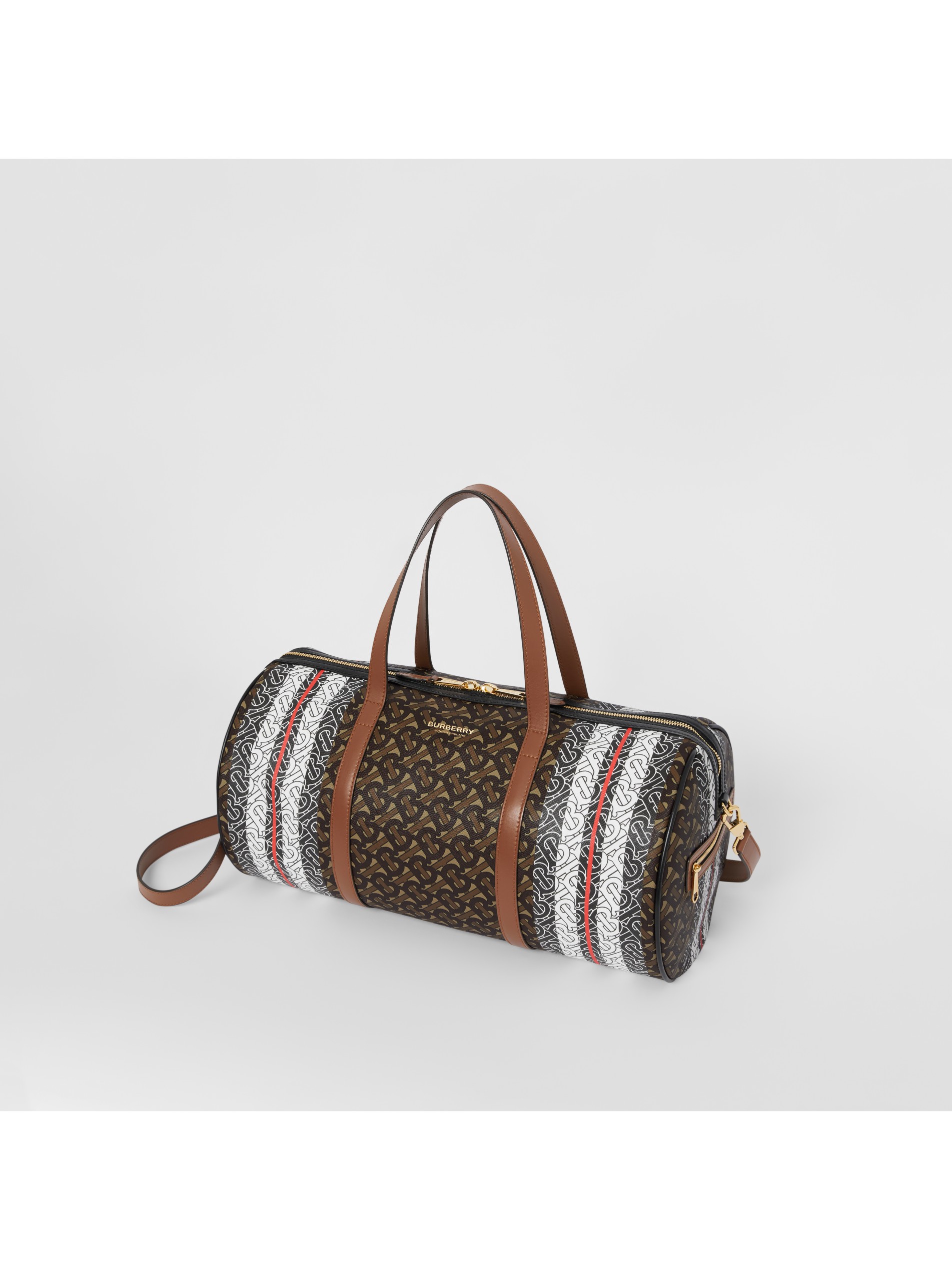 medium monogram stripe e-canvas barrel bag image41
