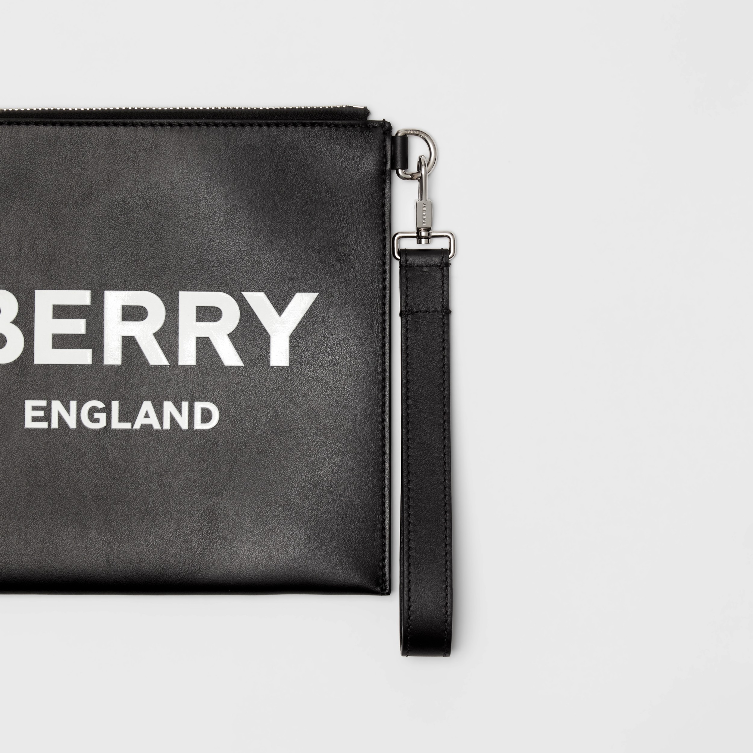 Logo Print Zip Pouch in Black Burberry United States