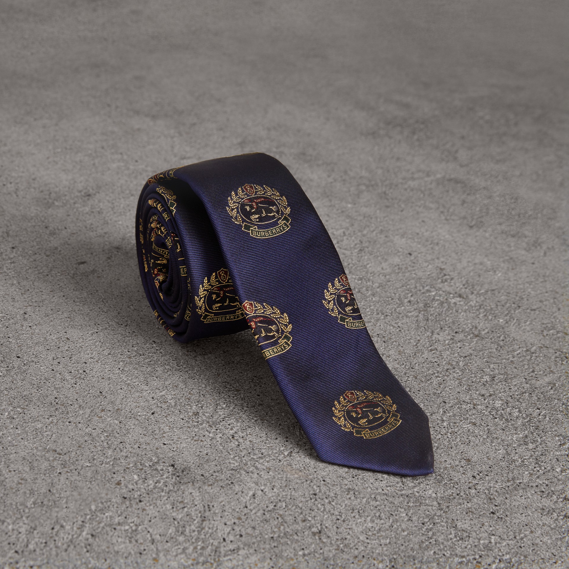 BURBERRY Slim Cut Archive Crest Silk Tie,80019281