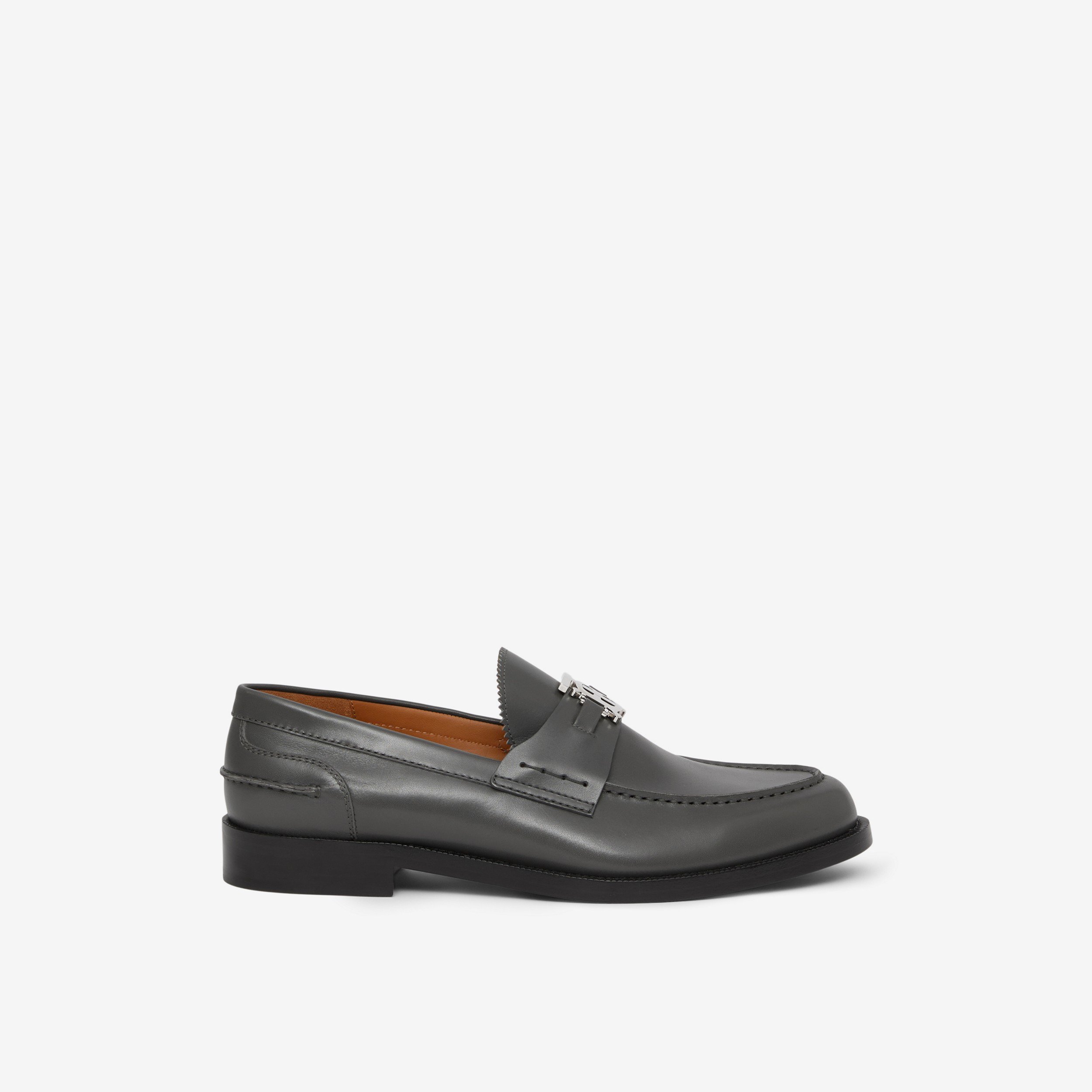 Leder-Loafer mit Monogrammmotiv (Dunkelgrau Meliert) - Herren | Burberry® - 1