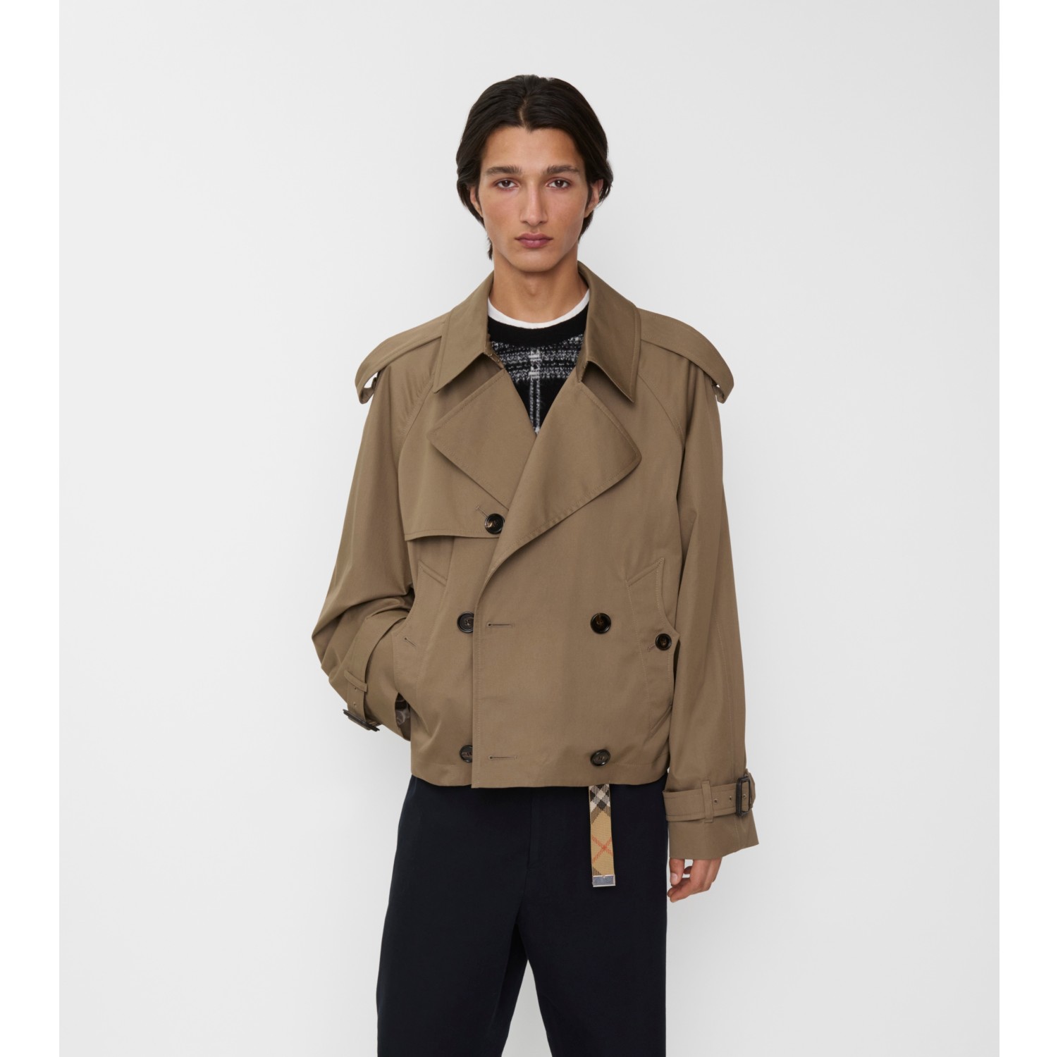 ★Burberry★クロップド ギャバジン トレンチジャケット クロップド ギャバジン トレンチジャケット (クレイブラウン