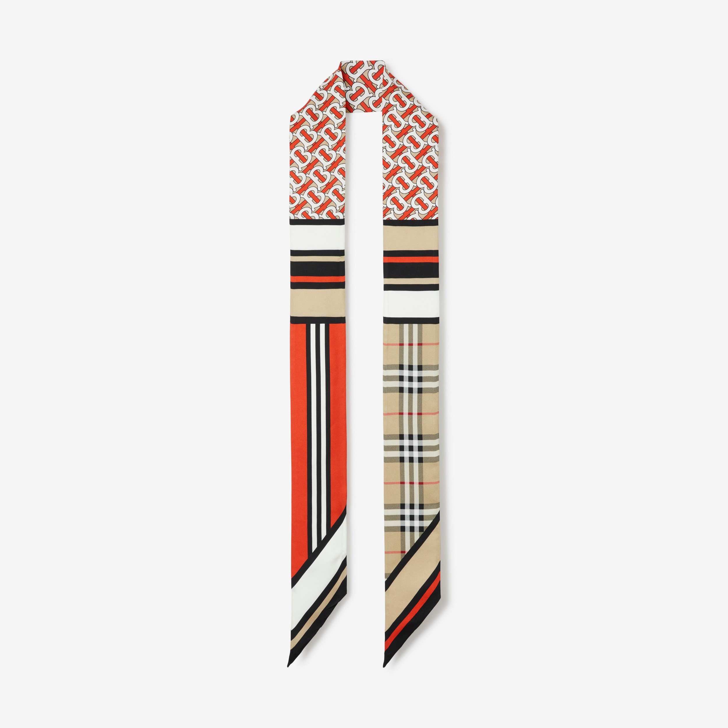 Sciarpa sottile in seta con collage di stampe (Vermiglio) | Sito ufficiale Burberry® - 3