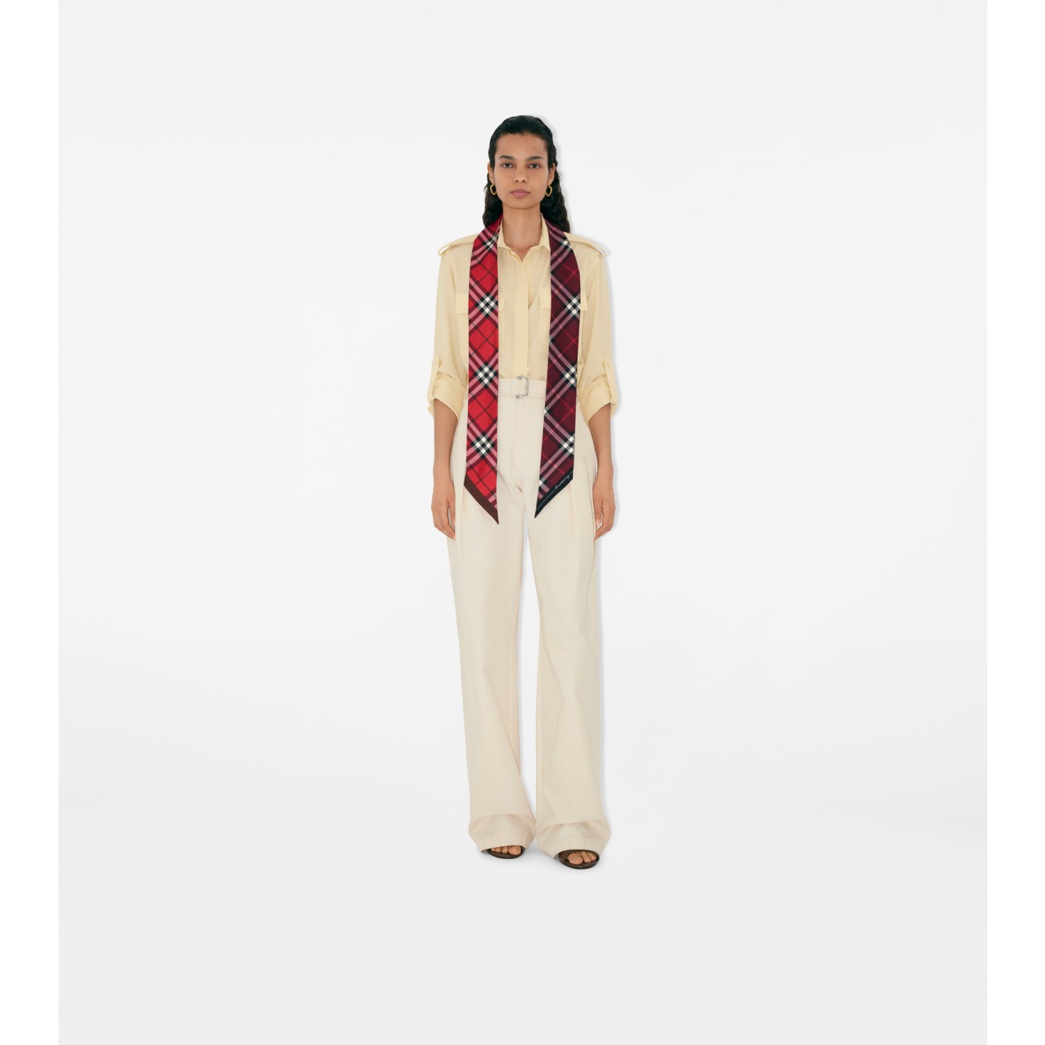 Foulard ultrafin en soie Check