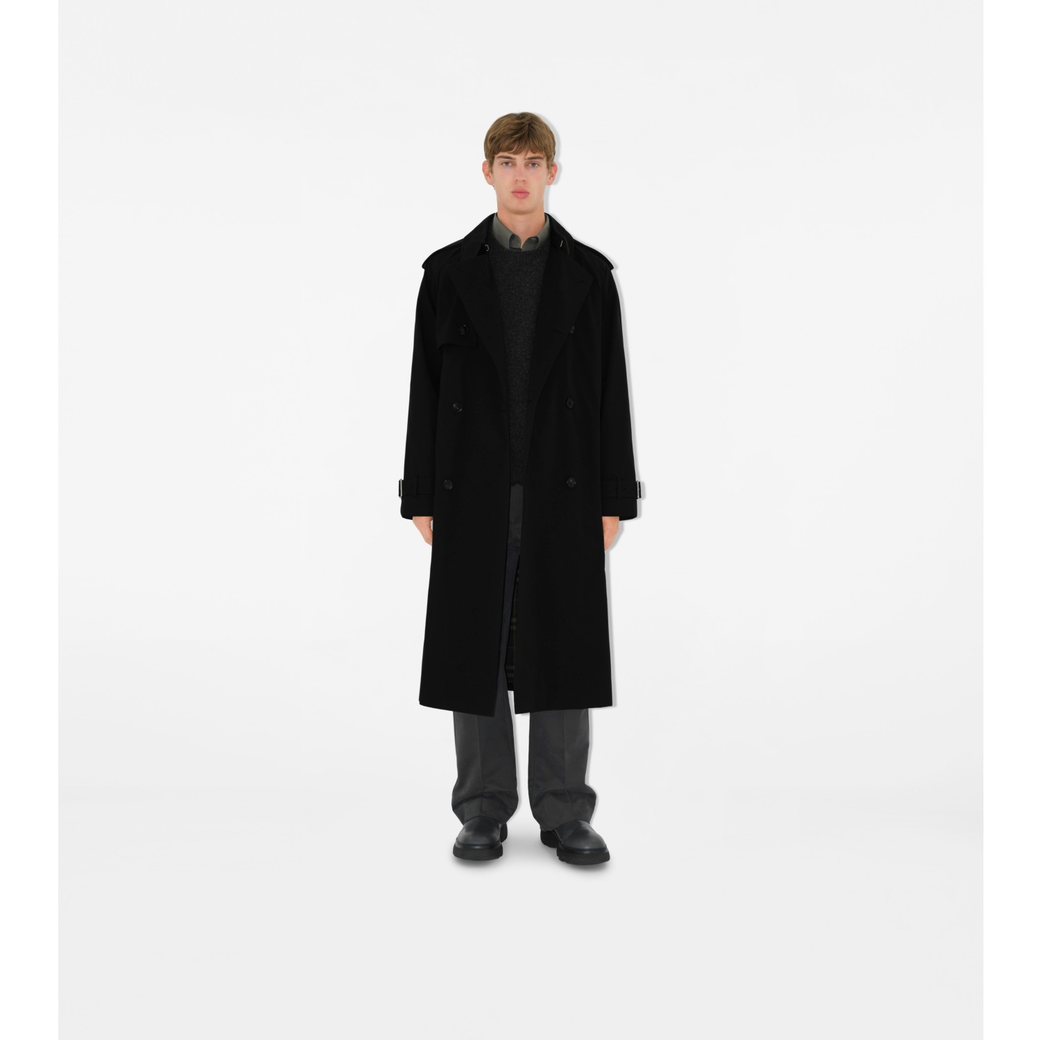 Langer Trenchcoat aus Gabardine