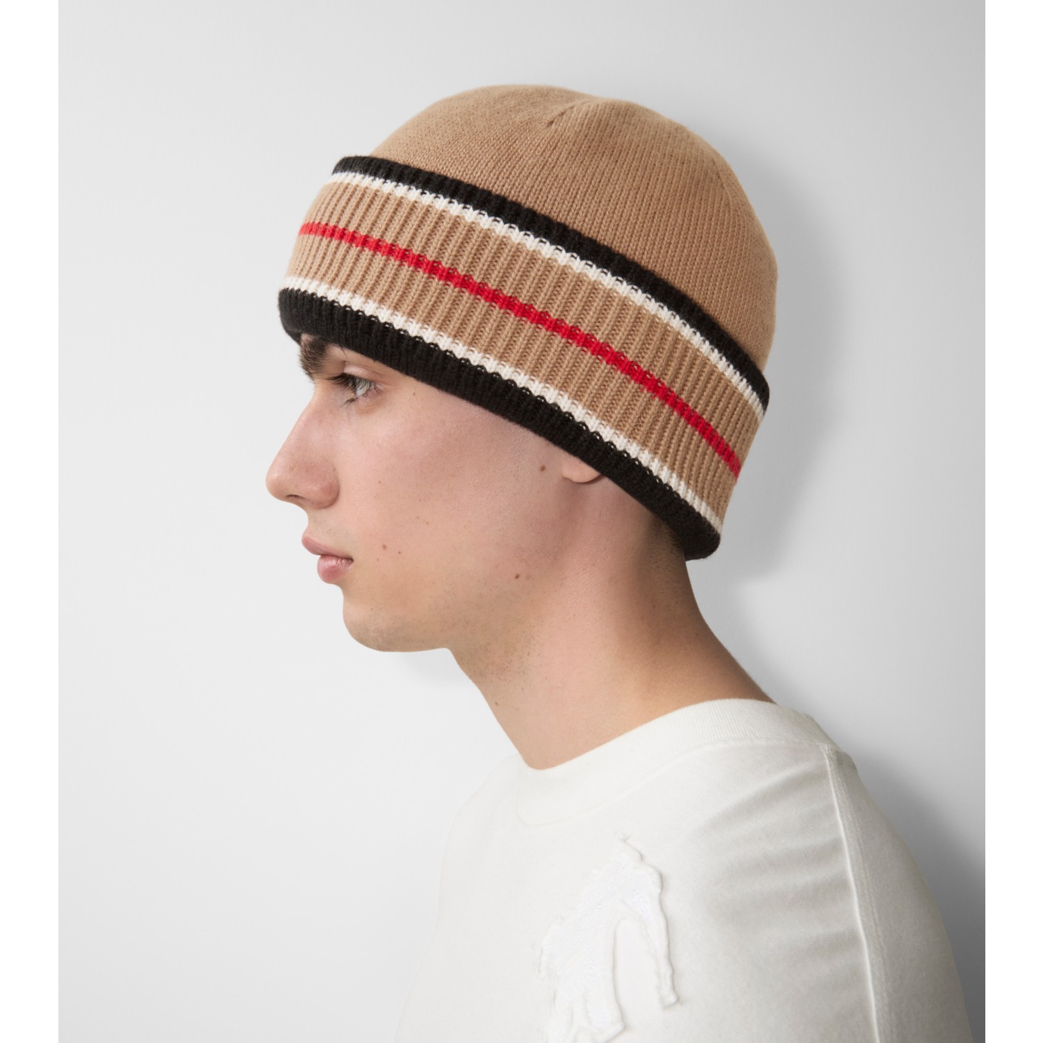 Reversible Icon Stripe Cashmere Cotton Beanie