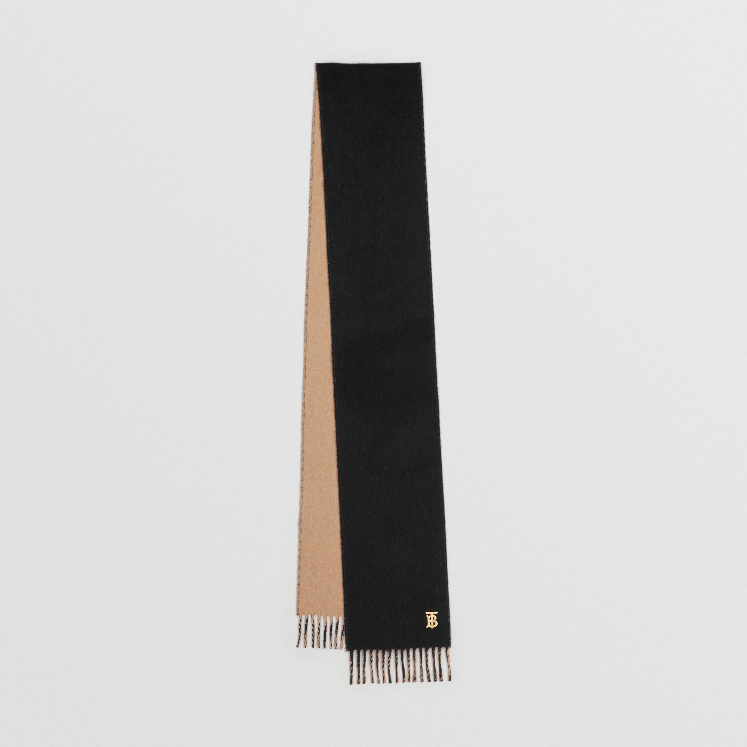 Reversible Monogram Motif Cashmere Scarf in Camel/black | Burberry® Official - 1