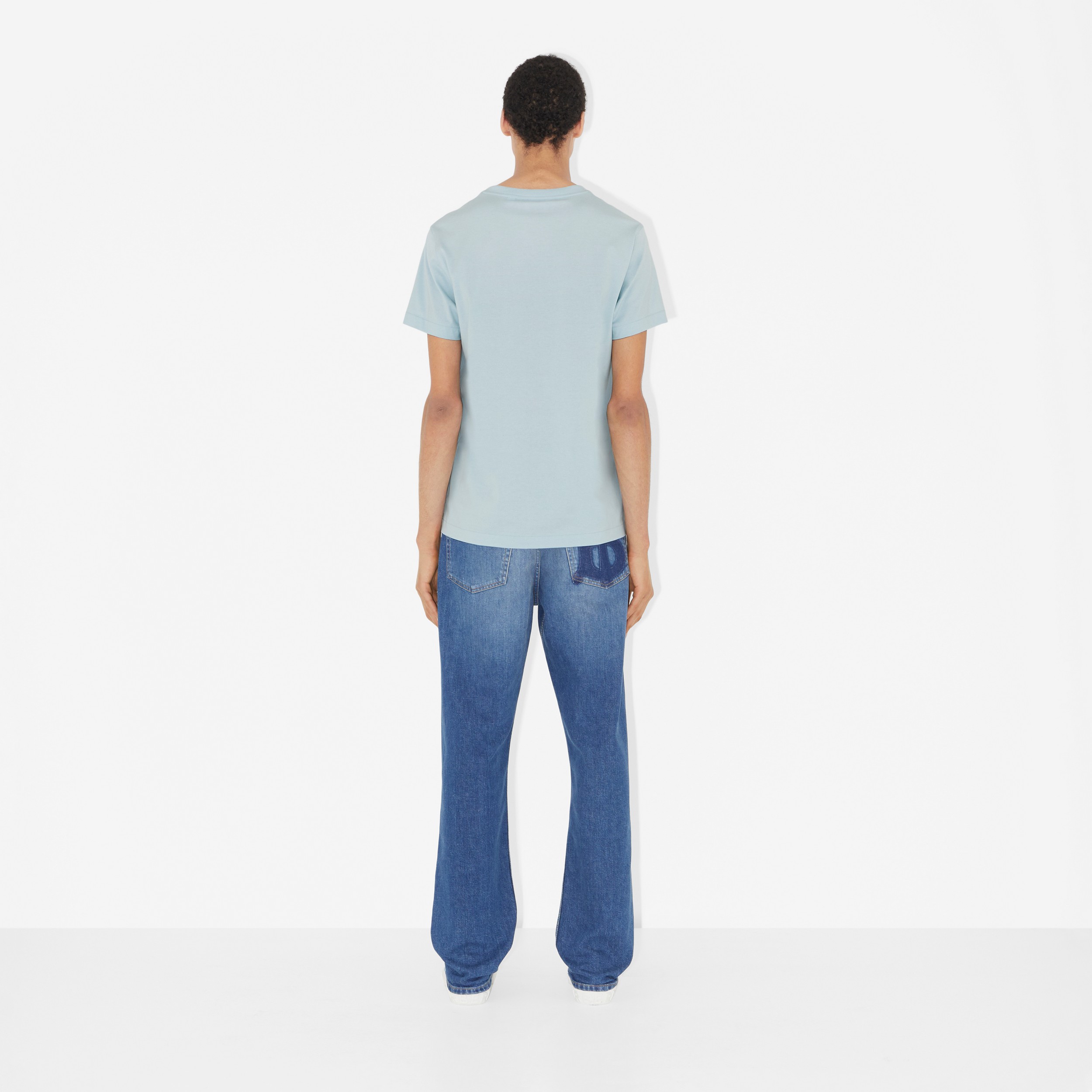 Monogram Motif Cotton T-shirt in Duck Egg Blue - Men | Burberry® Official - 4