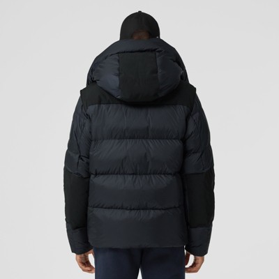 Detachable Sleeve Hooded Puffer Jacket In Navy - Men | Burberry® Official