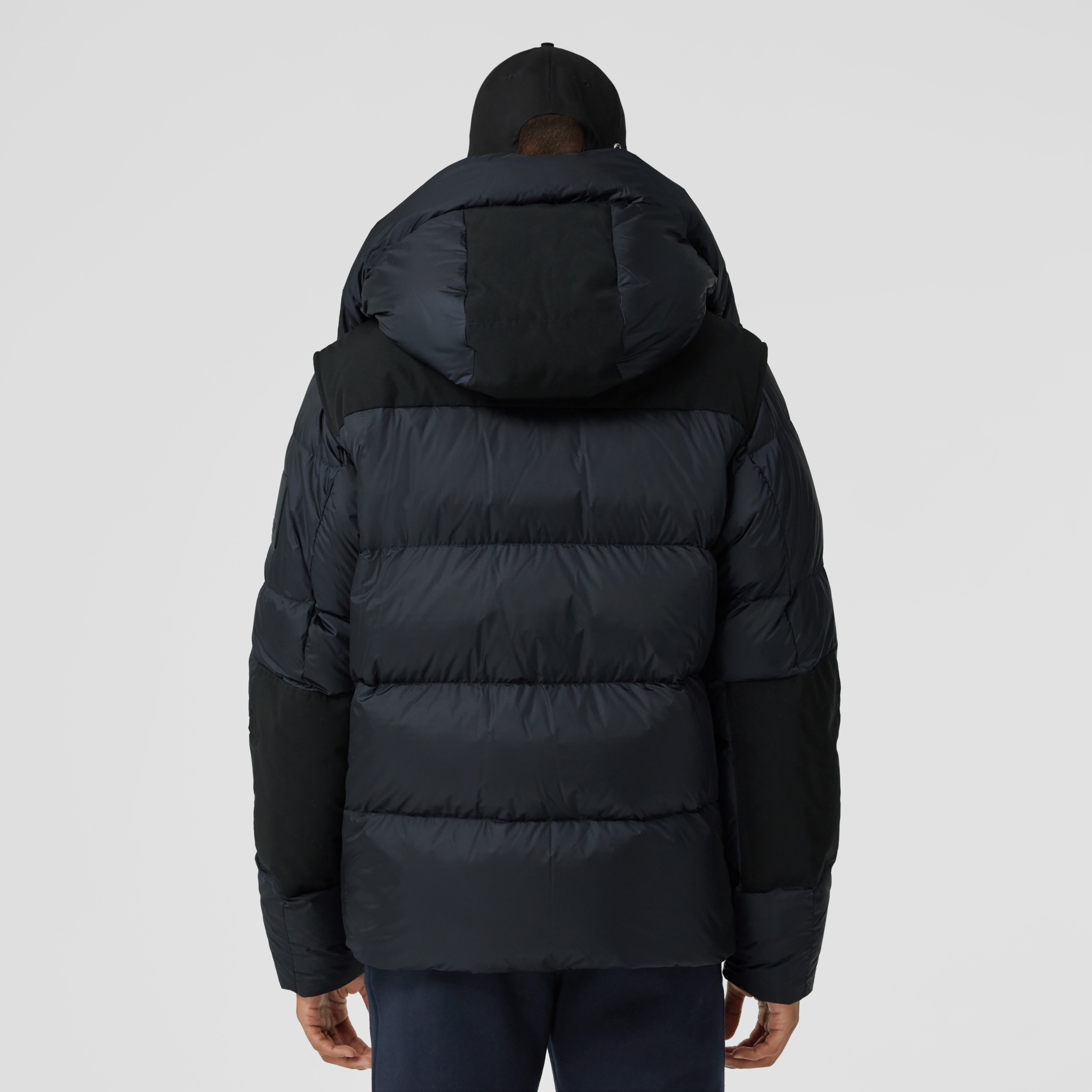 Detachable Sleeve Hooded Puffer Jacket in Navy - Men | Burberry® Official