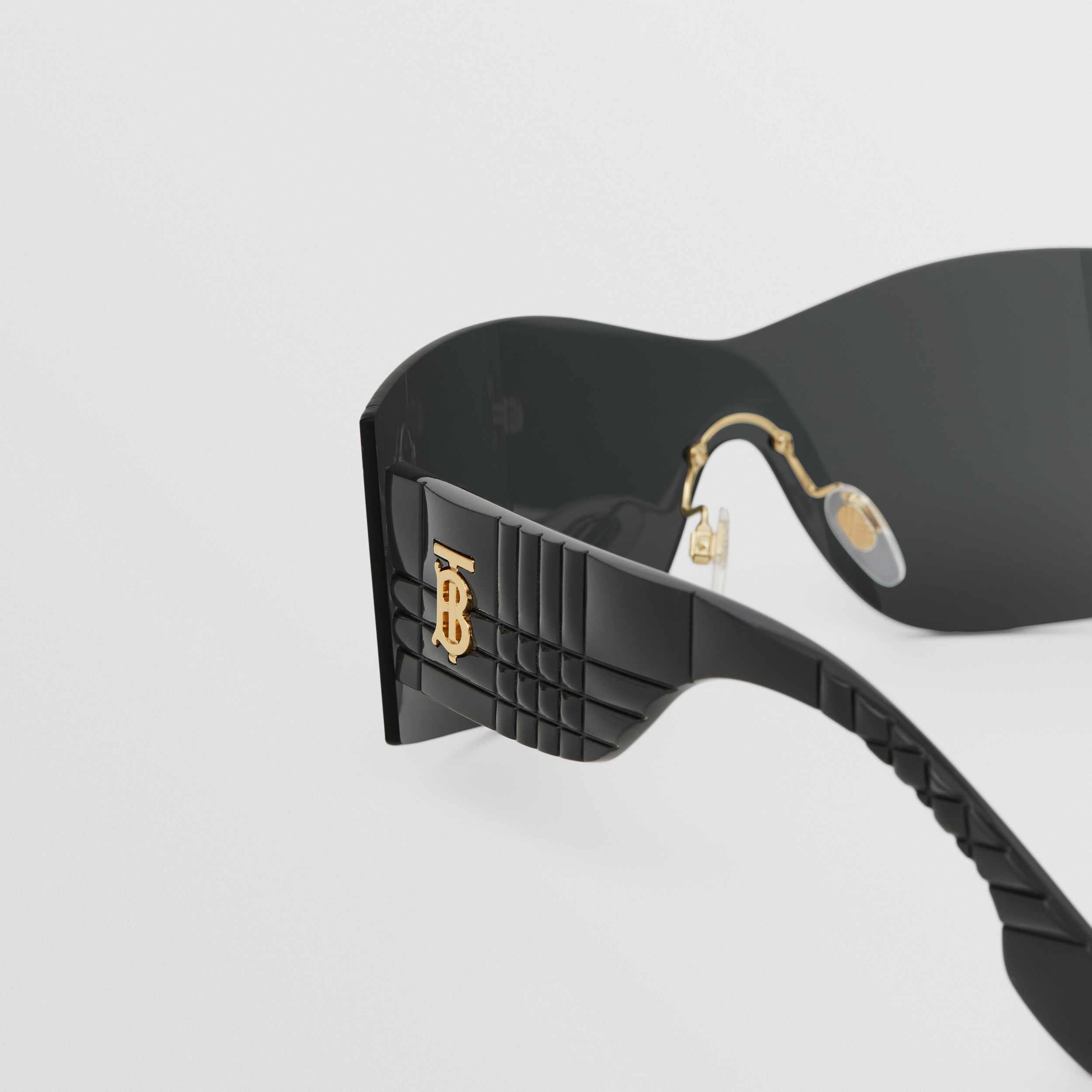 Rechteckige Shield-Sonnenbrille „Lola“ mit Monogrammmotiv (Schwarz/dunkelgrau) - Damen | Burberry® - 2