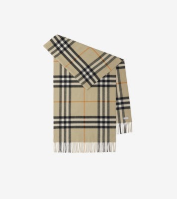 Wide Check Cashmere Scarf in Light sage | Burberry® Official