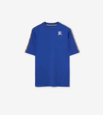 Check Trim Jersey T-shirt in Knight blue - Men, Nylon | Burberry