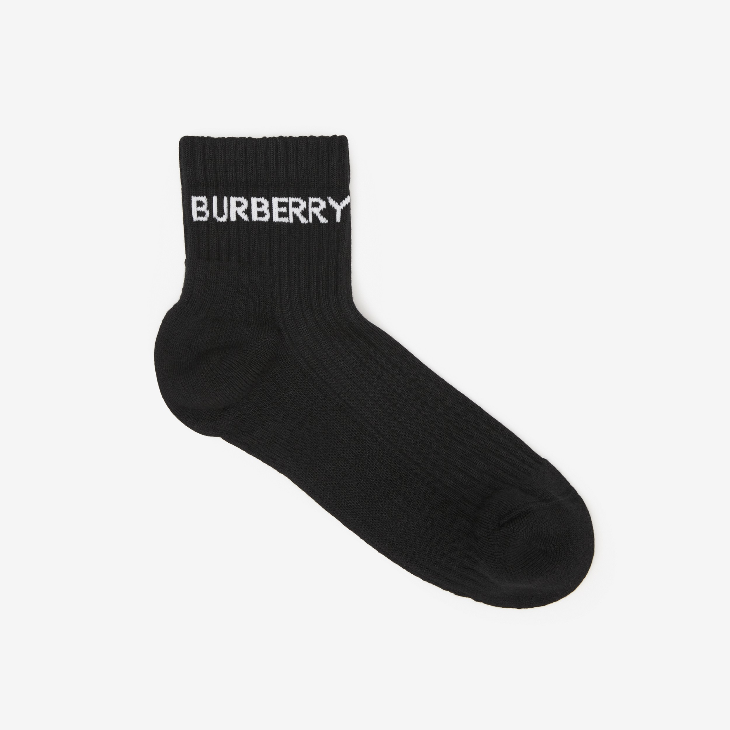 Calcetines tobilleros en algodón elástico técnico con logotipo en intarsia (Negro) | Burberry® oficial - 1
