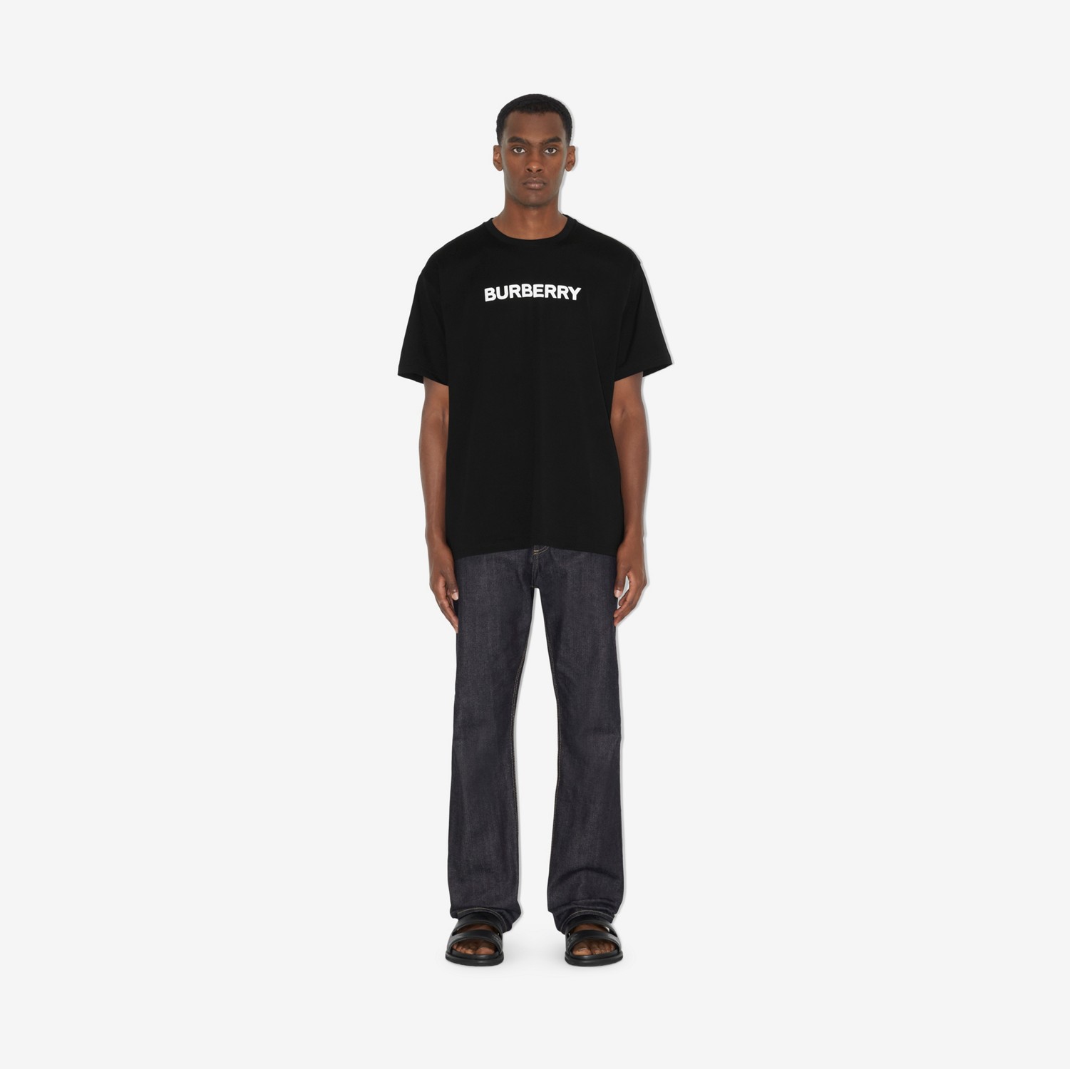 Camiseta de algodão com estampa de logotipo (Preto) - Homens | Burberry® oficial