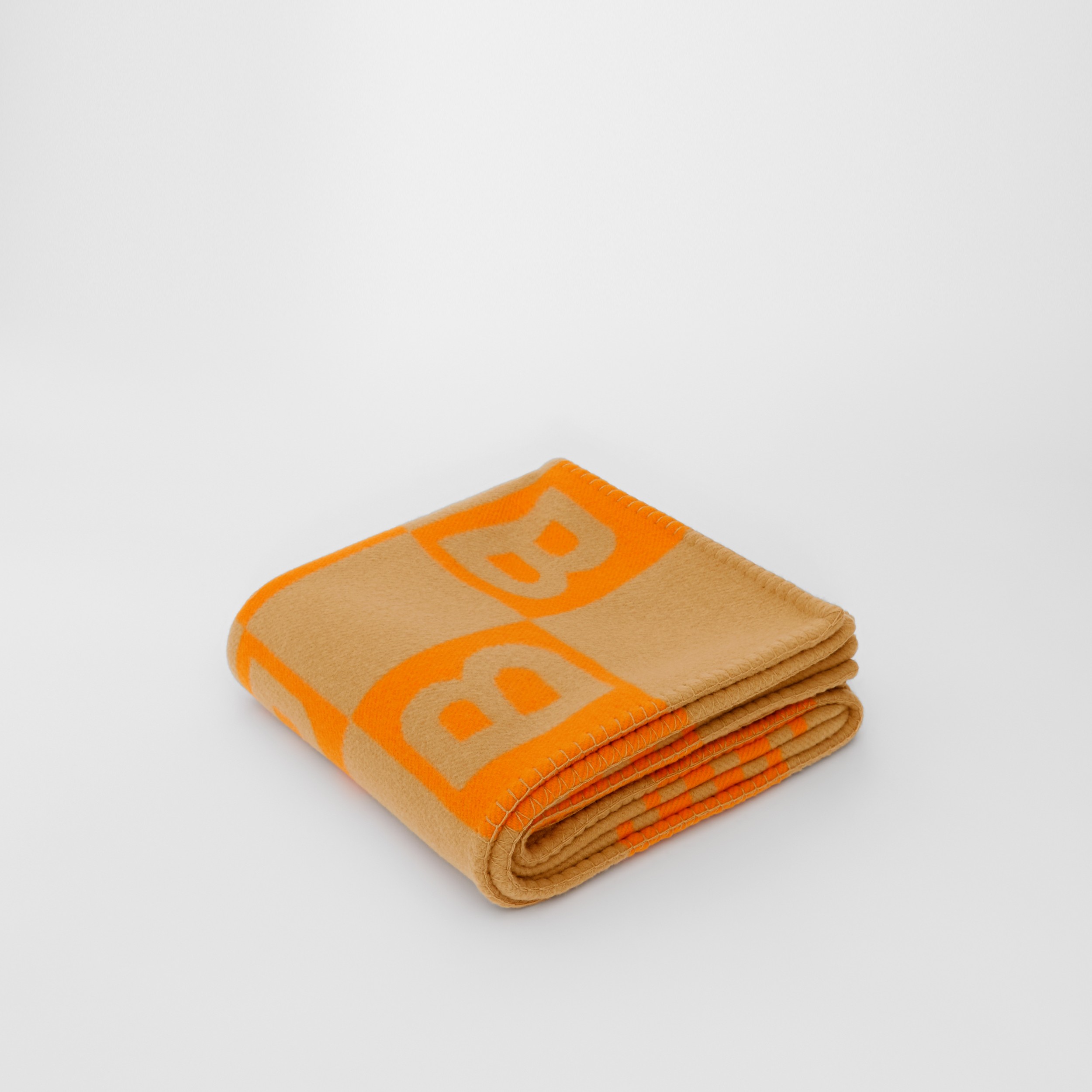 B Motif Merino Wool Cashmere Blanket in Orange Burberry United States