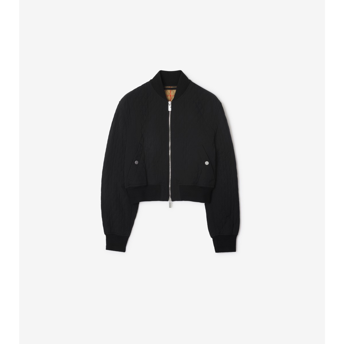 Shop Burberry Cropped Quilted Nylon Bomber Jacket In Black